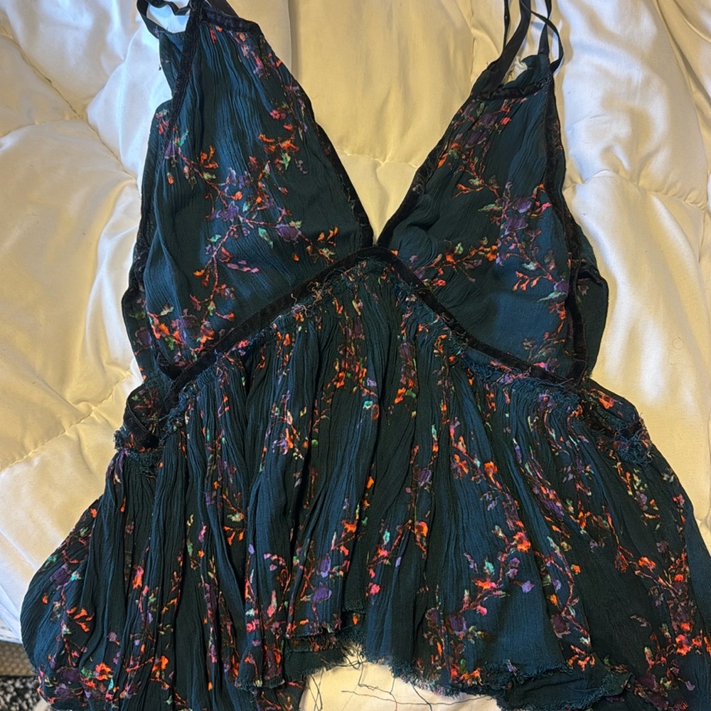 Printed velvet free people tank